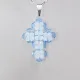 Small Cross - Pervenche-Silver Chain - 2
